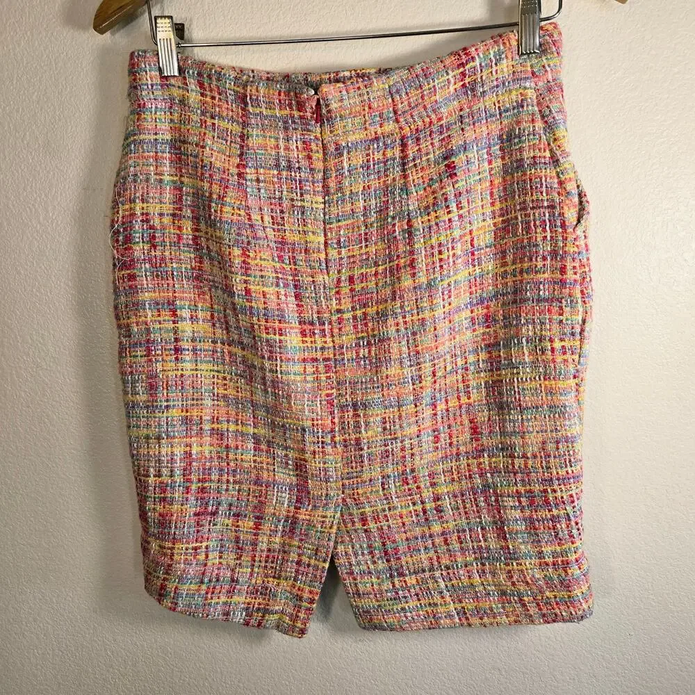 Size 4 Multicolor Tweed Mini Skirt Lined with Pockets
